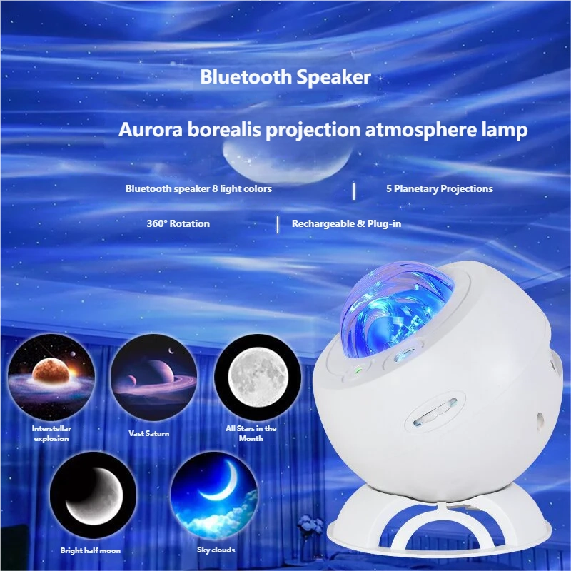 Proyector de luz de cielo estrellado aurora con altavoz Bluetooth