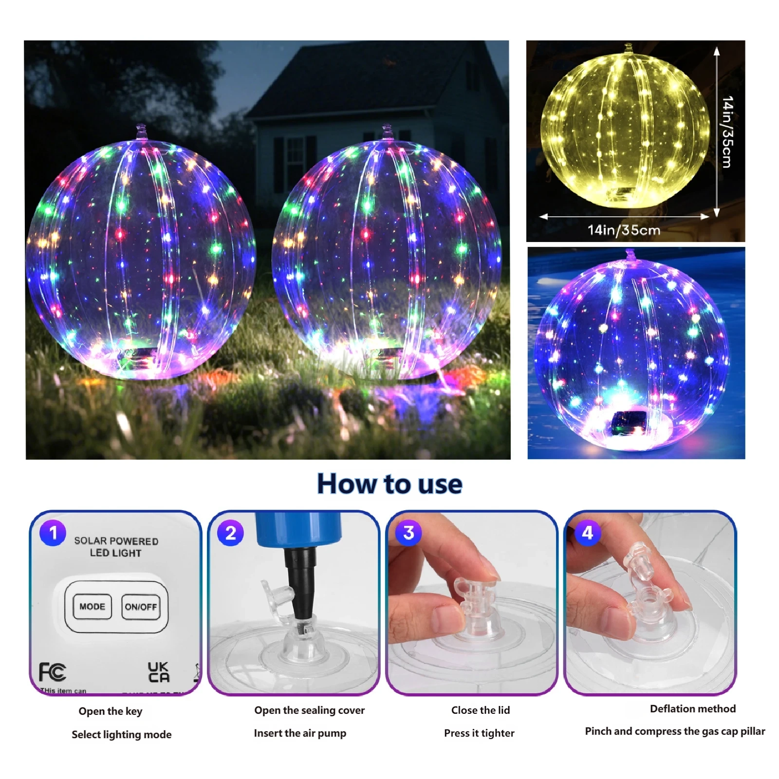 Luz de bola flotante para piscina con energía solar 2
