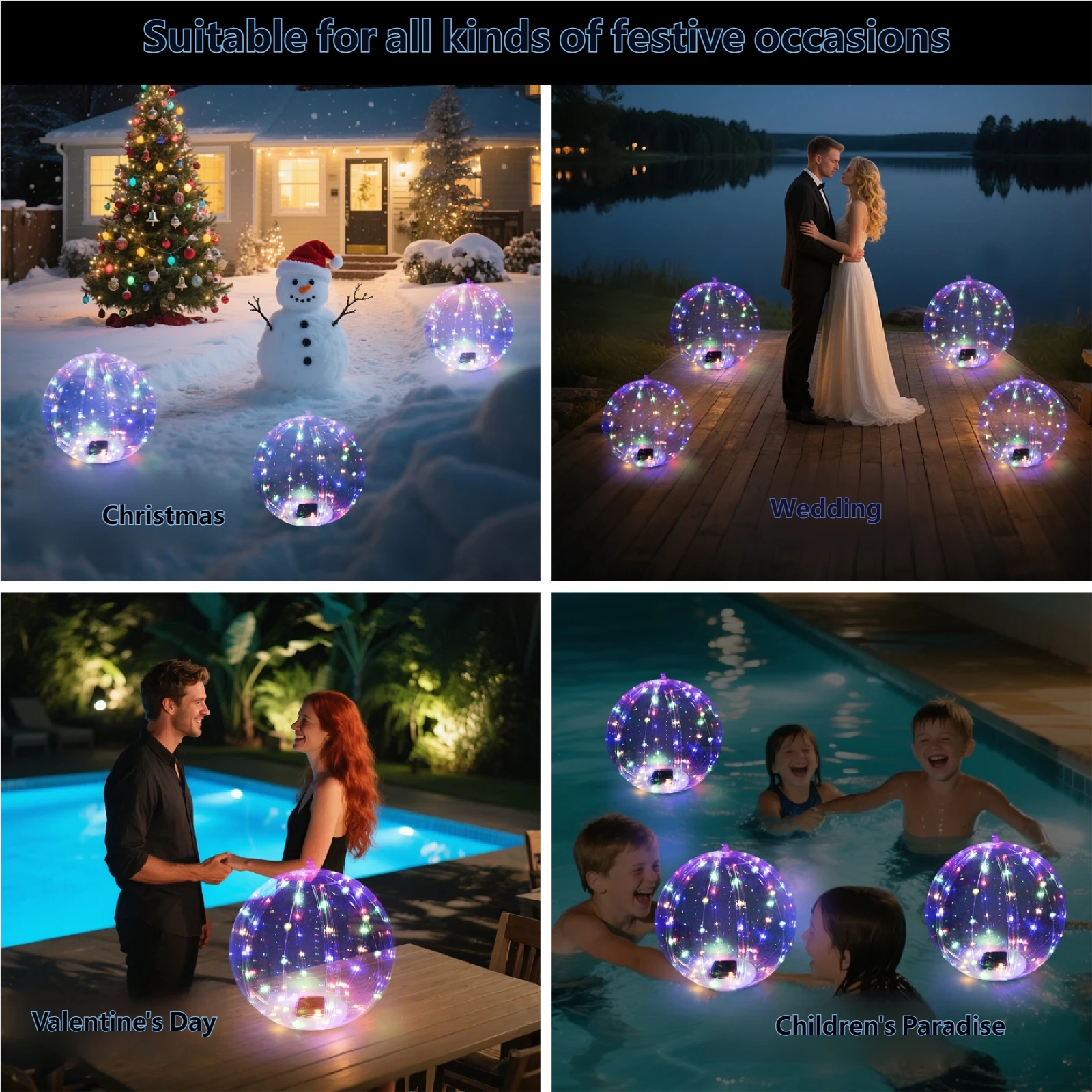 Luz de bola flotante para piscina con energía solar 3