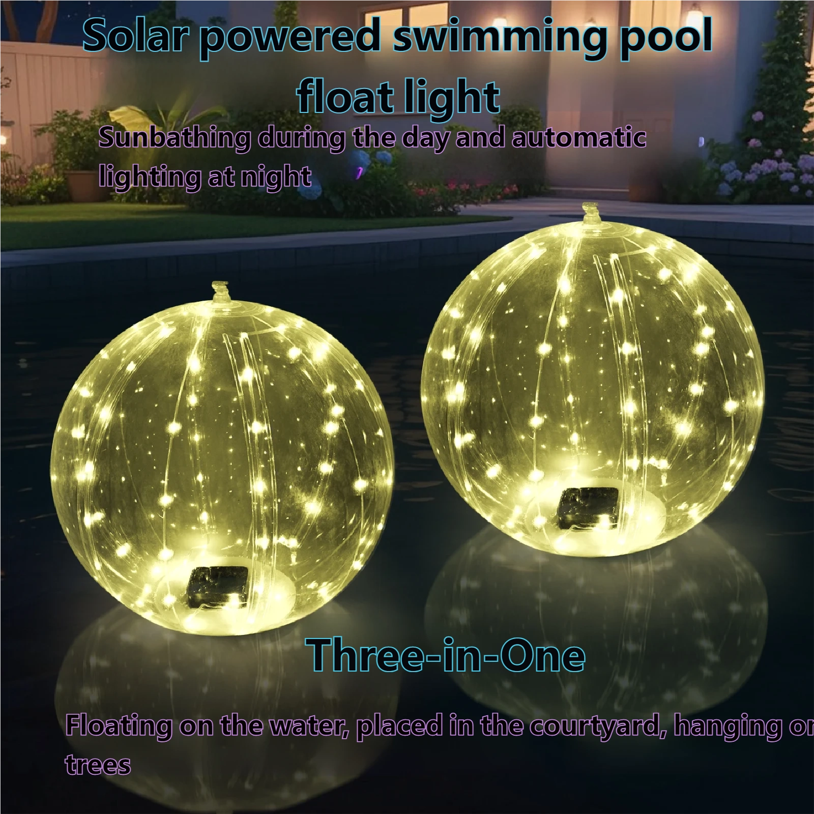 Luz de bola flotante para piscina con energía solar 4