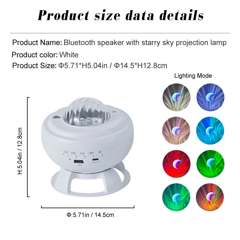 Rechargeable Bluetooth Speaker with Aurora & Moon Light