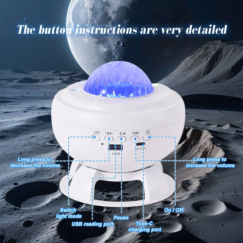 Rechargeable Bluetooth Speaker with Aurora & Moon Light